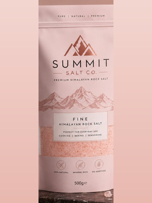 Fine Himalayan rock salt 500g retail pouch by Summit Salt Co.